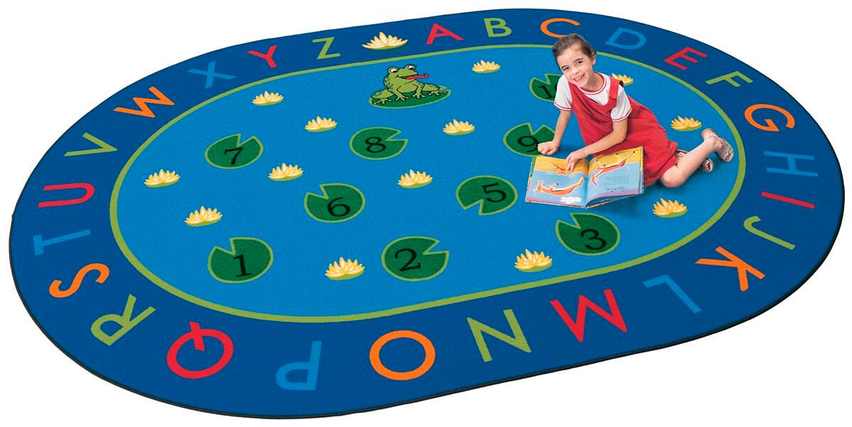 Carpets for Kids Hip Hop to the Top Rug, 8 Feet 3 Inches x 11 Feet 8 Inches, Oval. Blue, Item Number 076277